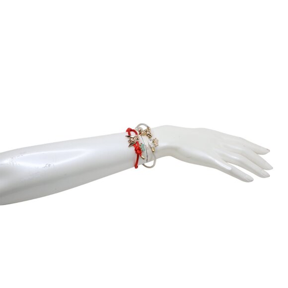 Kidada Disney Couture Tinkerbell Bambi Bracelet 14K Gold Plated Silk Red White - Picture 4 of 15